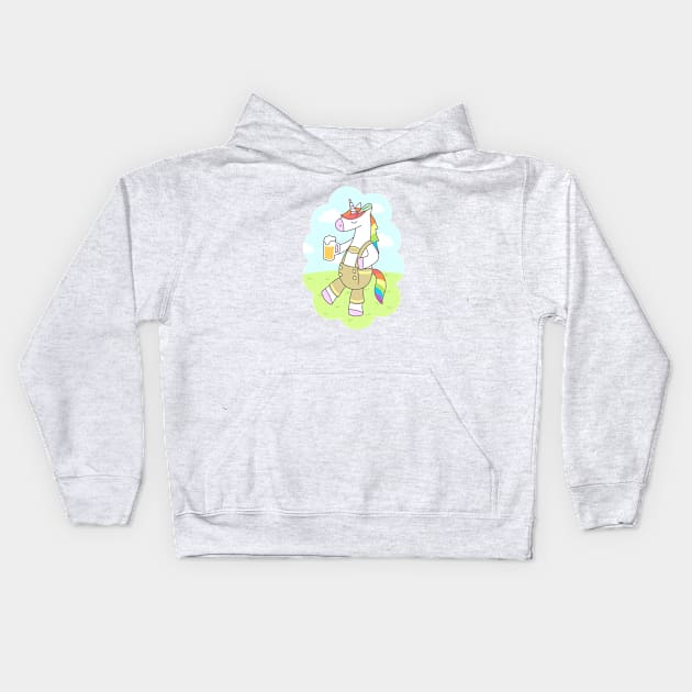 Unicorn Oktoberfest Kids Hoodie by sombrasblancas